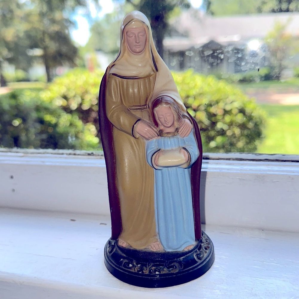 Vintage St. Anne and child plastic molded‎ figurine